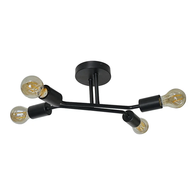 Semi Flush Metall 4-Wege Deckenleuchte Armatur LED Filament Glühbirnen Lounge Beleuchtung