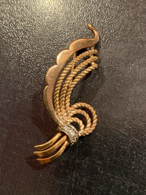 Ancienne broche en plaqué or FIX abstrait antique costume jewelry