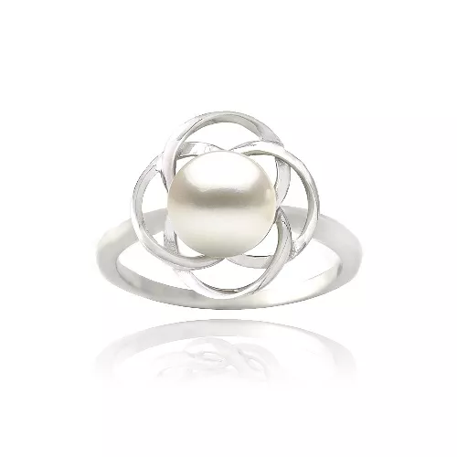 925 Argent de Culture Perle Bague Fleur