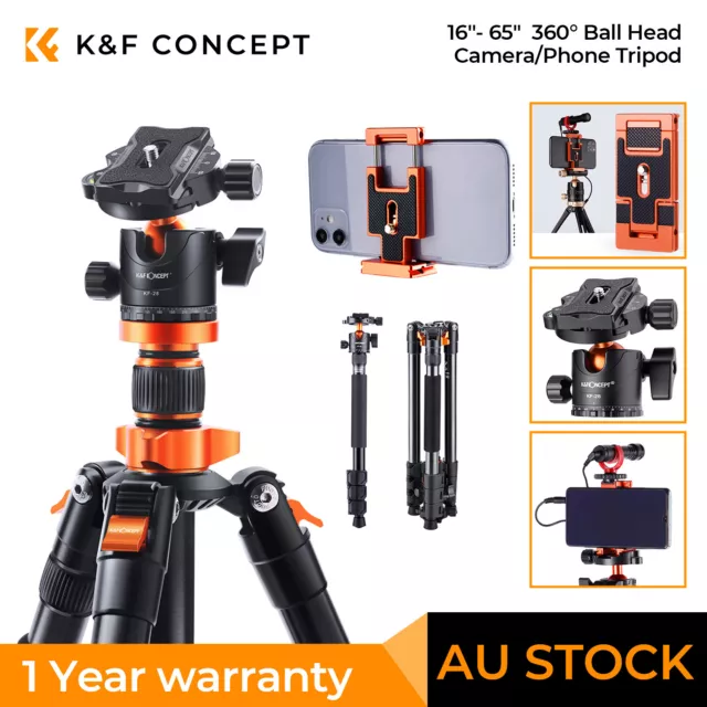 K&F Concept 62" Camera Aluminum Tripod Monopod with Phone Clip for DSLR Canon AU