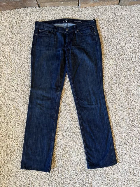 7 For All Mankind Straight Jeans Womens Size 32 Dark Blue