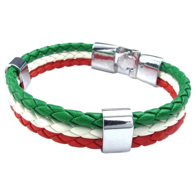 4X Jewelry Bracelet, Italian Flag Bangle, Leather Alloy, for Men's Women, G I1B8 2