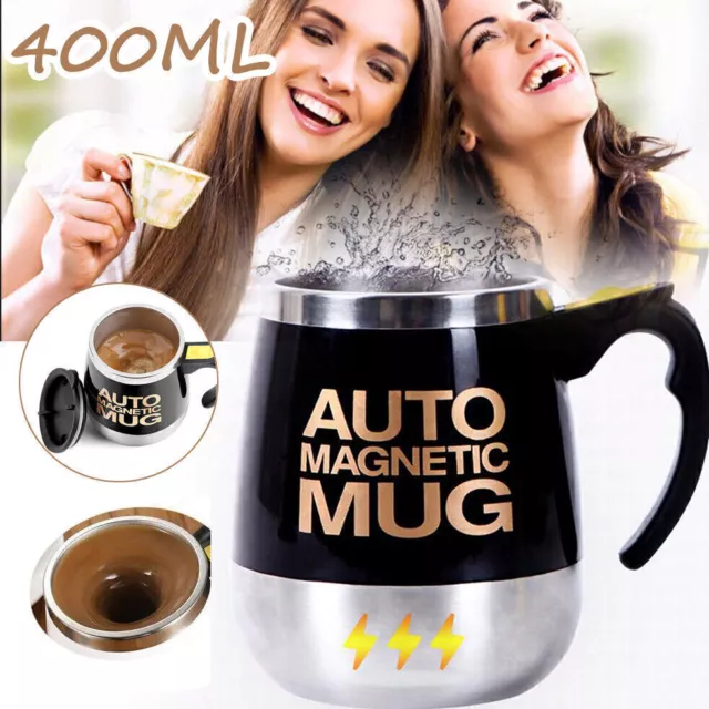 400ML Elektrische Selbstrührender Becher+Deckel Automatisch Rührende Kaffeetasse