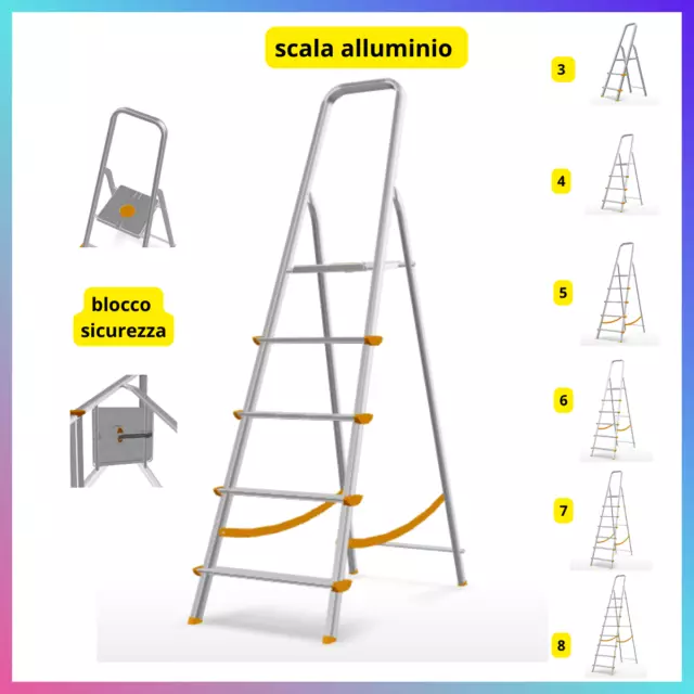 Scala 10 gradini compresa pedana modello quadra - Scala doppia a una salita