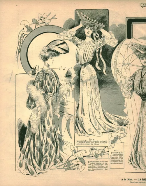 Publicité ancienne mode robes chapeaux 1903 page double issue de magazine