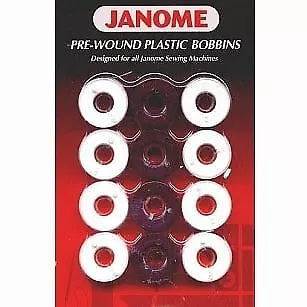Janome Pre-wound Bobbins - White & Black Embroidery Bobbinfill Bobbins
