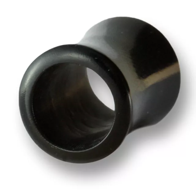 4mm - 30mm Black HORN Double Flared Flesh Tunnel Plug Schwarz Ohr Piercing 044