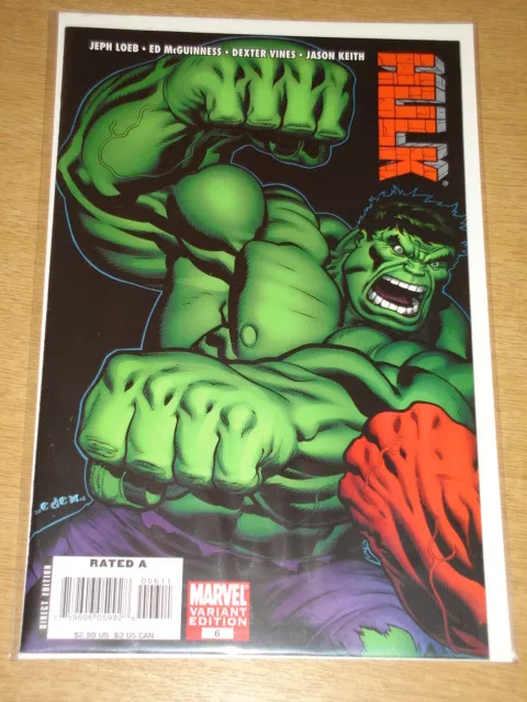 Hulk #6 Marvel Comics Variant Edition Cover Green Hulk Loeb Mcguinness