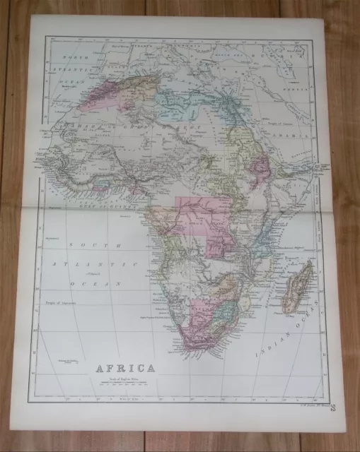 1891 Map Of Africa Sudan Ethiopia Kenya Somalia Morocco South Africa Egypt