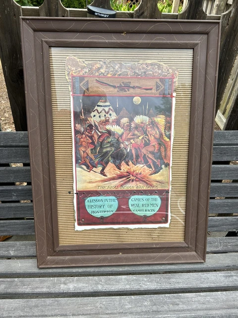 Vintage Native American Framed Restaurant Display From Longhorn Steakhouse