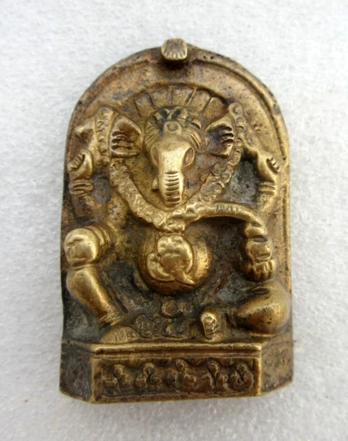 Hindu God Ganesha Statue Vintage Old Collectible Rare Hand Crafted Brass Figure
