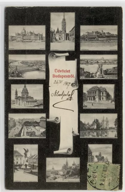 AK Budapest, mehrere Ansichten, 1907