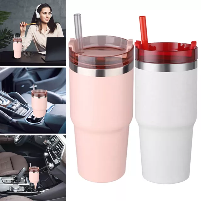 Starbucks SS Deep Pink Stanley Tumbler 591ml Vacuum Car Hold Straw Cup