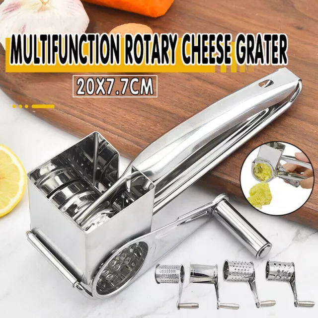 4 Set Multifunction Rotary Cheese Grater Hand Held Cut Slicer Stainless Steel AU