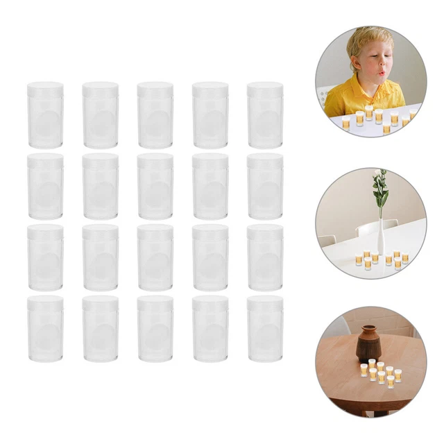 20 Pcs Compact Coin Container Tube Commemorative Protective Box Plastic