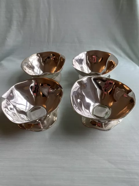 Lot of 4 Signed Izabel lam NY Abstract Style Sauce Bowl Small Silver Plated 2