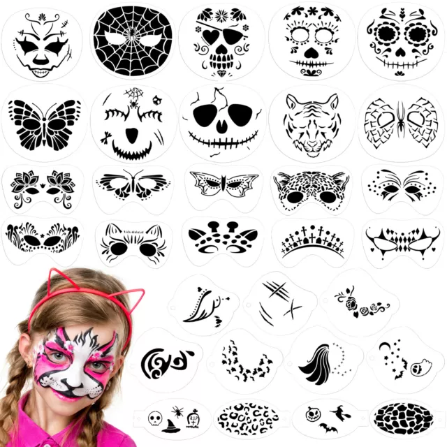 31Pieces Face Paint Stencils Set Halloween Facial Painting Stencils Makeup Pain