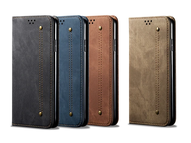 For Vivo V17 V20 SE Y9S Y5S U3 Z6 X30 Pro Denim Magnetic Pruse Holder Phone Case