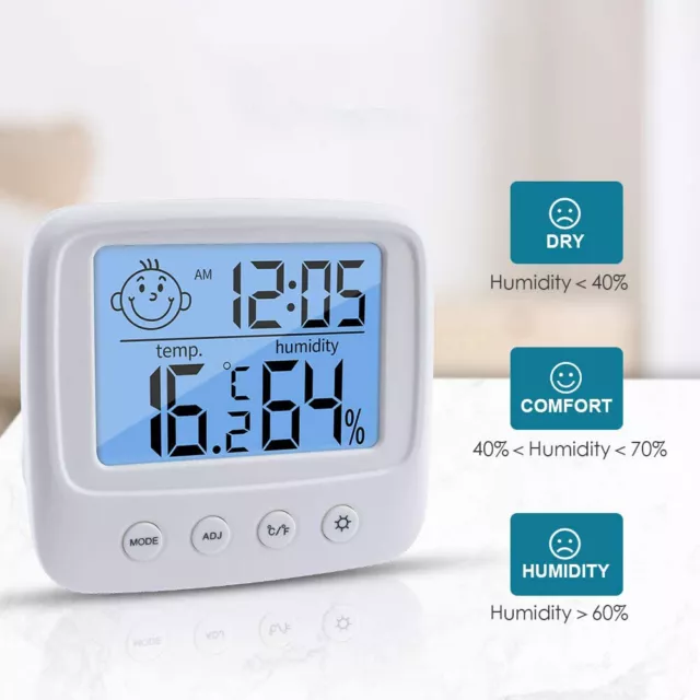 Digital LCD Thermometer Hygrometer Humidity Meter Room Indoor Temperature Clock