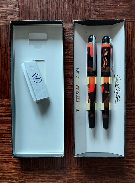 Set Rare Stylos Waterman Lara Croft - Stylo Plume Et Bille, Couleur Jaune/orange/noir - Neuf Sans Emballage