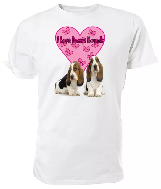 I Love Basset Hounds T shirt  Choice of size & cols mens/womens