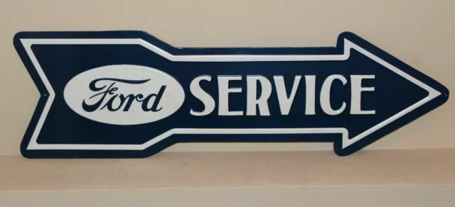 Genuine Ford Parts Service 27" x 8.5" Embossed Metal Arrow Sign