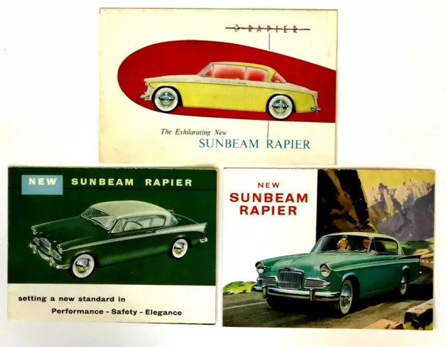 1950s Lot 3 Sunbeam Rapier Rootes Sales Brochures Poster Convertible Vintage