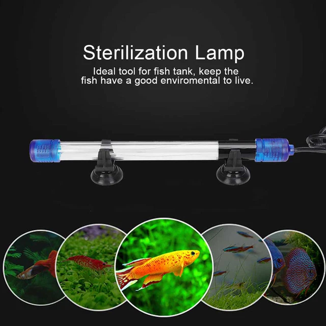 Lámpara de esterilización UV tanque de peces acuario luz de desinfección de agua enchufe Reino Unido 22