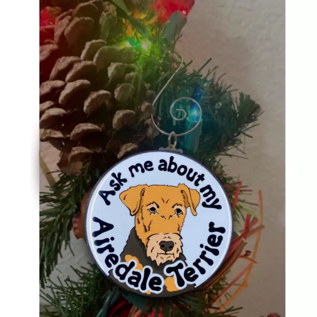 Airedale Terrier Mini Ornament Ask Me About My Dog Holiday Decor Handmade Gift