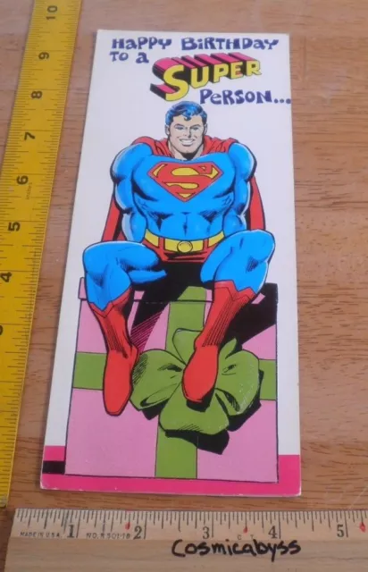 SUPERMAN 1970's raised Birthday card DC Mark 1 HTF greeting DC friends