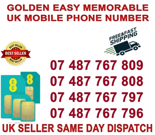 Golden Easy Memorable Uk Vip Mobile Phone Number/Platinum Sim ( Ee Network) B 65