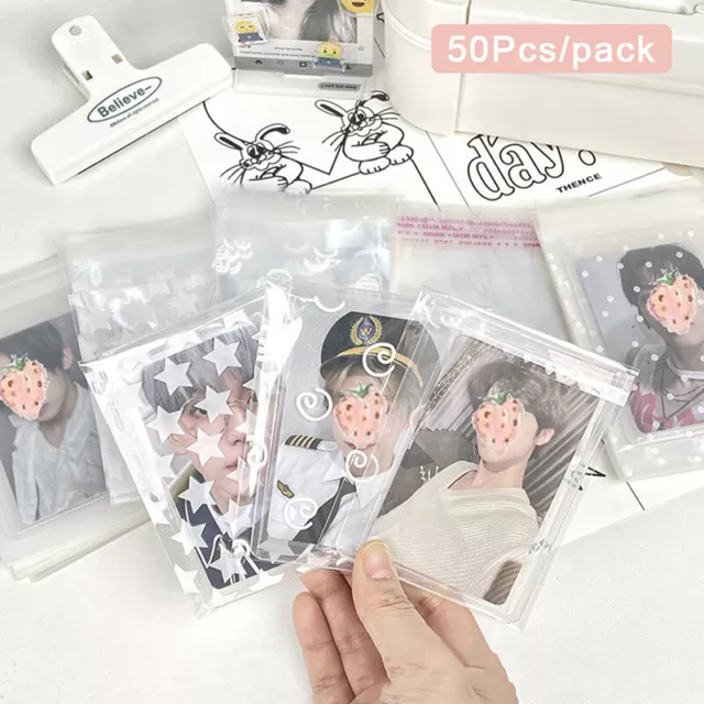 50pcspack transparentes Selbst-adhäsive Opp-Bag-Fotokarten Schutzspeicherbeut F1