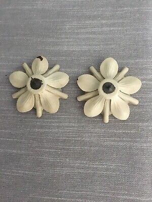 Vintage 1940’s Floral Metal Enamel Curtain Tacks Black and White Two 2