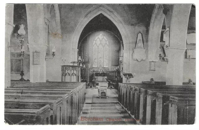 ESSEX - BOREHAM CHURCH, INNENRAUM NR CHELMSFORD 1908 AK (BORCHAM im Titel)