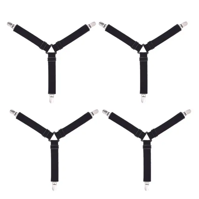 4 Pieces Bed Sheet Clips Suspenders Tie Clips Straps