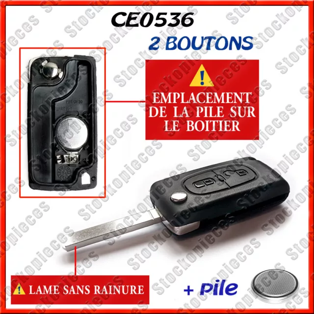 Coque PLIP Télécommande Clé compatible CITROEN C2/C3/C4/C5/C6 2 BOUTONS CE0536