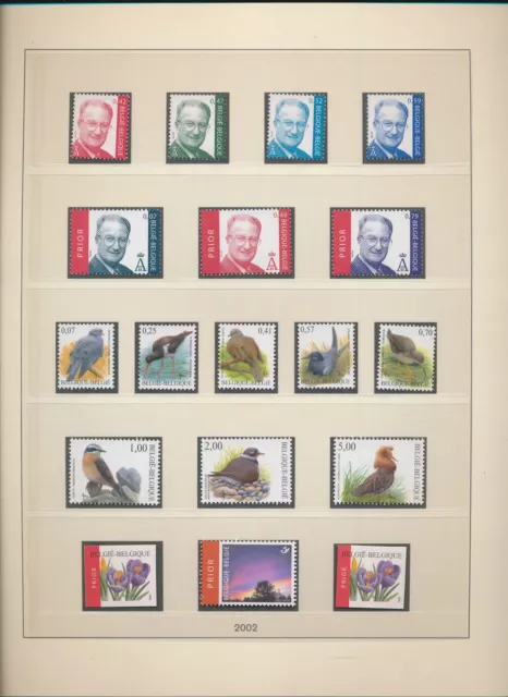 XE03409 Belgium 2002 king Albert II Buzin birds fine lot MNH