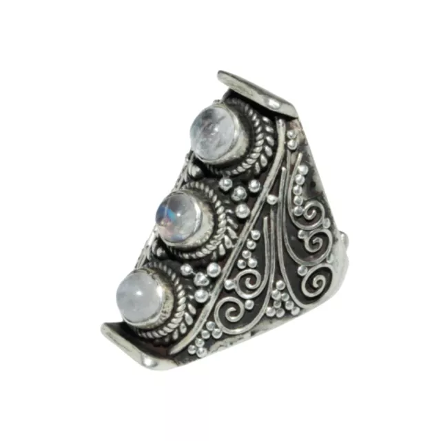 Sterling Silver Traditional Asian Vintage Style Moonstone Ring Size N 1/2 Gift