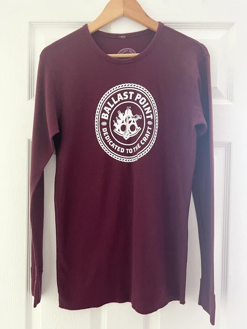 Ballast Point Brewing Company Long Sleeve Burgundy Thermal Tee M EUC