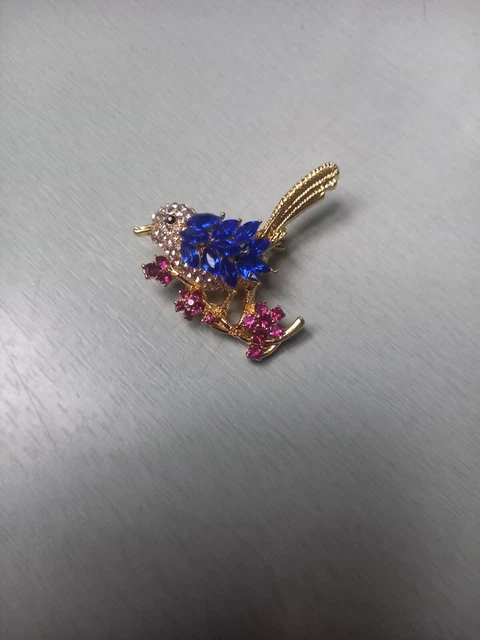 Broche Oiseau En Métal Doré Avec Strass Et Cristal - Bijou Fantaisie élégant