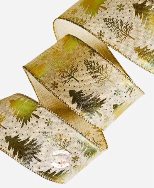 WEIHNACHTSDRAHTKANTENBAND HESSISCH & GOLDBAUM 63 mm GESCHENKVERPACKUNG HANDWERK DEKORATION
