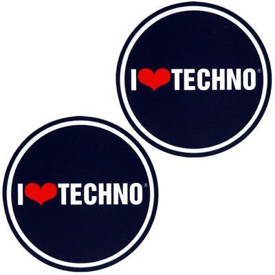 Coppia Feltri Panni Antistatici per Giradischi Slipmats Technics I Love Techno