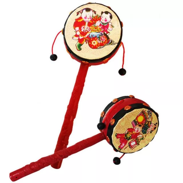 Traditional Style Spin Rattle Drum Hand Rattle Bell  Musical Instruments