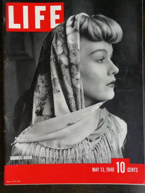 Life Magazine May 13, 1940 - Shawls Again - Seabiscuit - WWII Ads -  E2