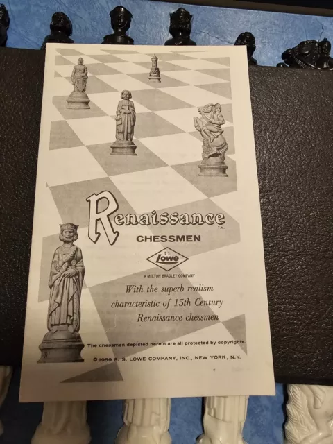 RENAISSANCE Chess Set VINTAGE 1959 Complete, 4" King, Felted   Lowe, w/box 3