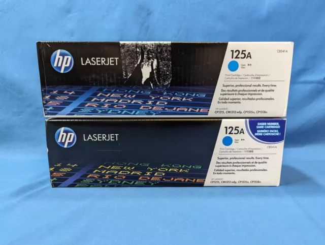 Set of 2 Genuine HP  Laserjet 125A (CB541A) Cyan Laser Toner Print Cartridges