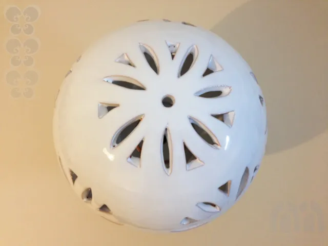 Windlicht Kugel Ø 25 cm mit Sockel, Keramik handbemalt, Laterne, Handarbeit 2