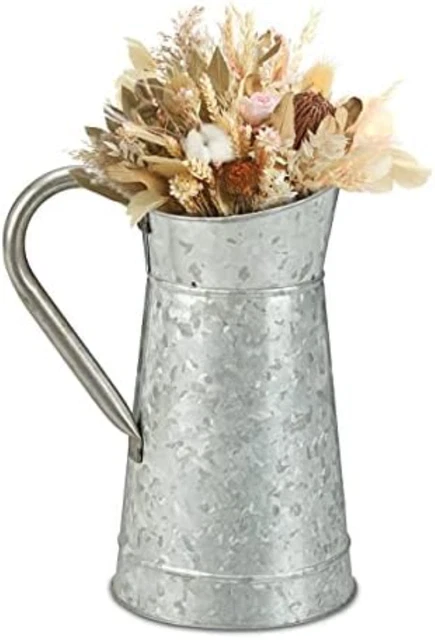 Vaso Fioriera in Metallo Zincato Stile Vintage Rustico con