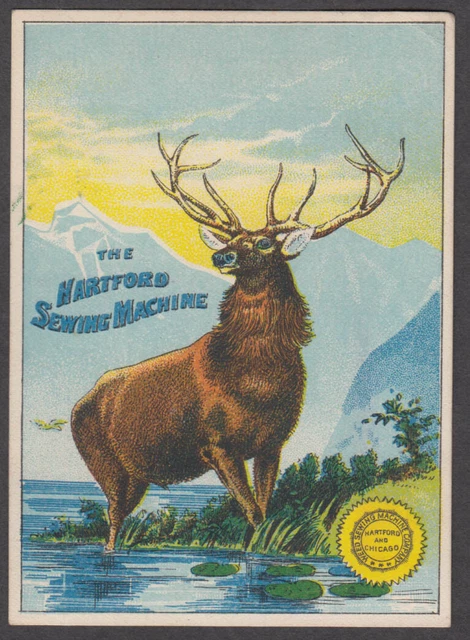 Hartford Sewing Machine Company trade card 1880s bull elk Hartford CT