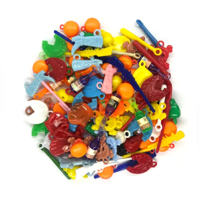 100 x Mixed Retro Charms Craft Bulk Job Lot Plastic Jewellery Kitch